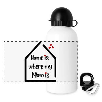 La maison est l’endroit où est ma mère - Déclaration d’amour à maman - Gourde panoramique avec couvercle 500 ml - blanc - Devant