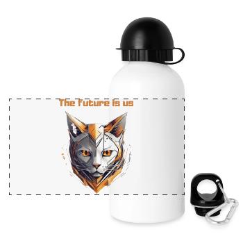 chat du futur - Gourde panoramique avec couvercle 500 ml - blanc - Devant
