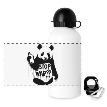 Arrêtez la guerre ?? Panda dans le style Banksy - Gourde panoramique avec couvercle 500 ml - blanc - Devant
