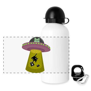 Chat OVNI - Gourde panoramique avec couvercle 500 ml - blanc - Devant