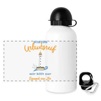 Egmond aan Zee, Netherlands, status ready for holiday - Panoramic Thermal Bottle with Lid 500 ml - white - Front