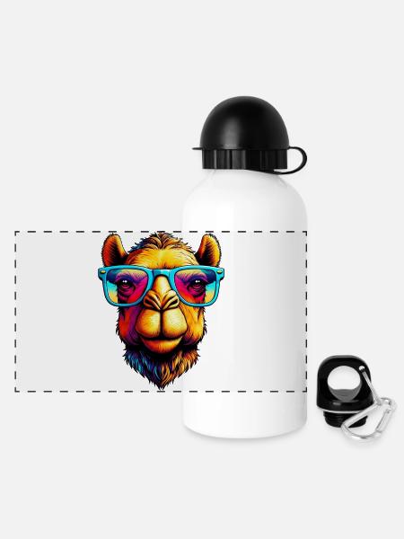 Camel with sunglasses - Panoramic Thermal Bottle with Lid 500 ml - white