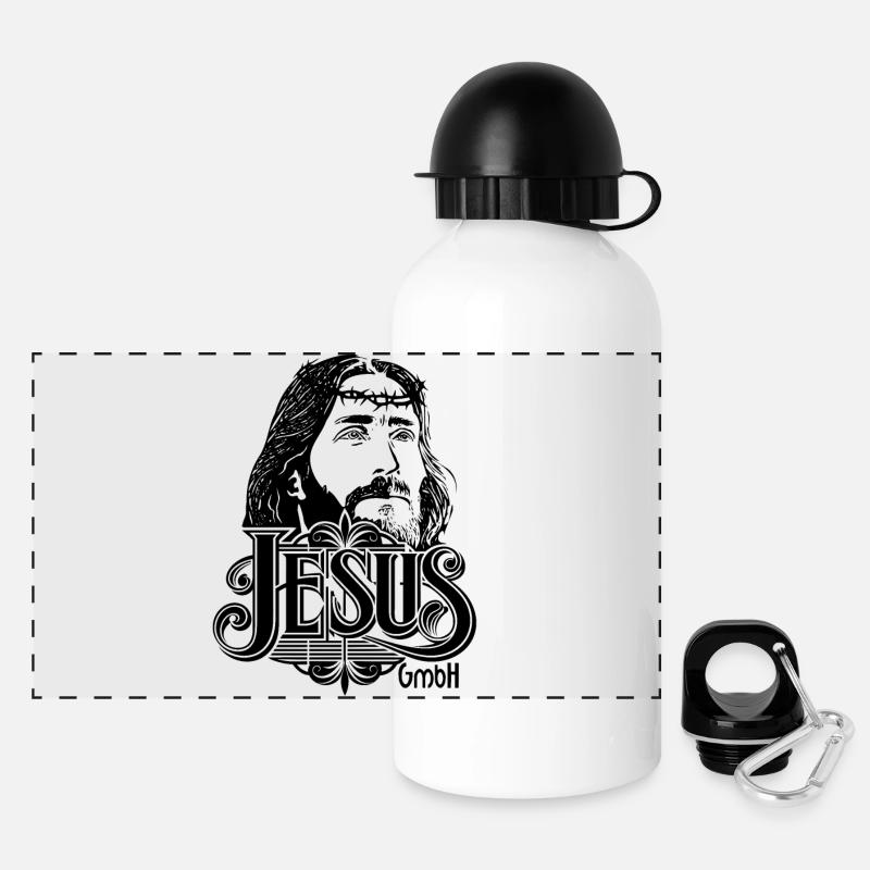 Jesus Head with Writing 2 - Panoramic Thermal Bottle with Lid 500 ml - white