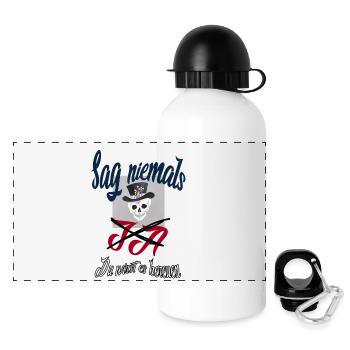 Sag niemals Ja - Panorama Trinkflasche mit Deckel 500 ml - Weiß - Vorne