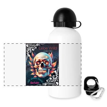 Lebe Wild, Lebe Frei - Panorama Trinkflasche mit Deckel 500 ml - Weiß - Vorne