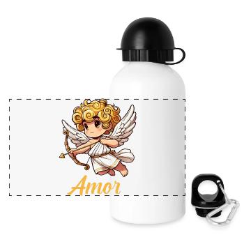 Ange Bande Dessinée Cupidon - Gourde panoramique avec couvercle 500 ml - blanc - Devant