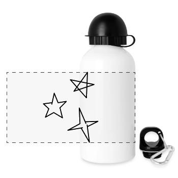 Sterne - Panorama Trinkflasche mit Deckel 500 ml - Weiß - Vorne