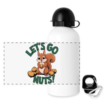 Let's Go Nuts! - Panorama Trinkflasche mit Deckel 500 ml - Weiß - Vorne