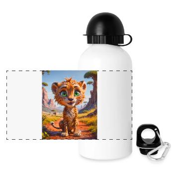 Animaux africains super mignons – Guépard - Gourde panoramique avec couvercle 500 ml - blanc - Devant