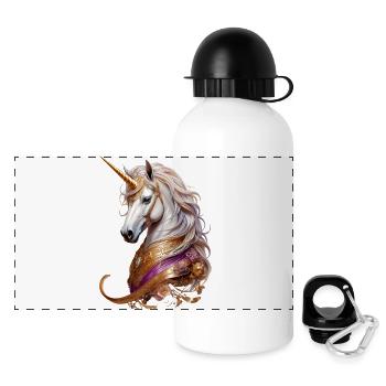 Majestueux écusson licorne – Élégance et fantaisie - Gourde panoramique avec couvercle 500 ml - blanc - Devant
