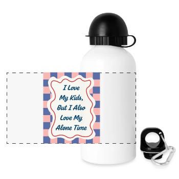 I Love my Alone Time – Eltern-Statement - Panorama Trinkflasche mit Deckel 500 ml - Weiß - Vorne