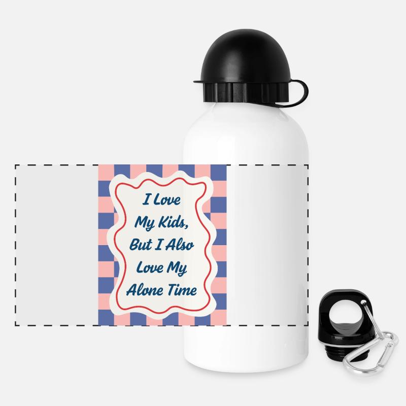 I Love my Alone Time – Eltern-Statement - Panorama Trinkflasche mit Deckel 500 ml - Weiß