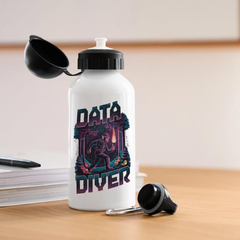 Data Diver Cyber Explorer Rétro Tech Artwork Gourde panoramique avec couvercle 500 ml