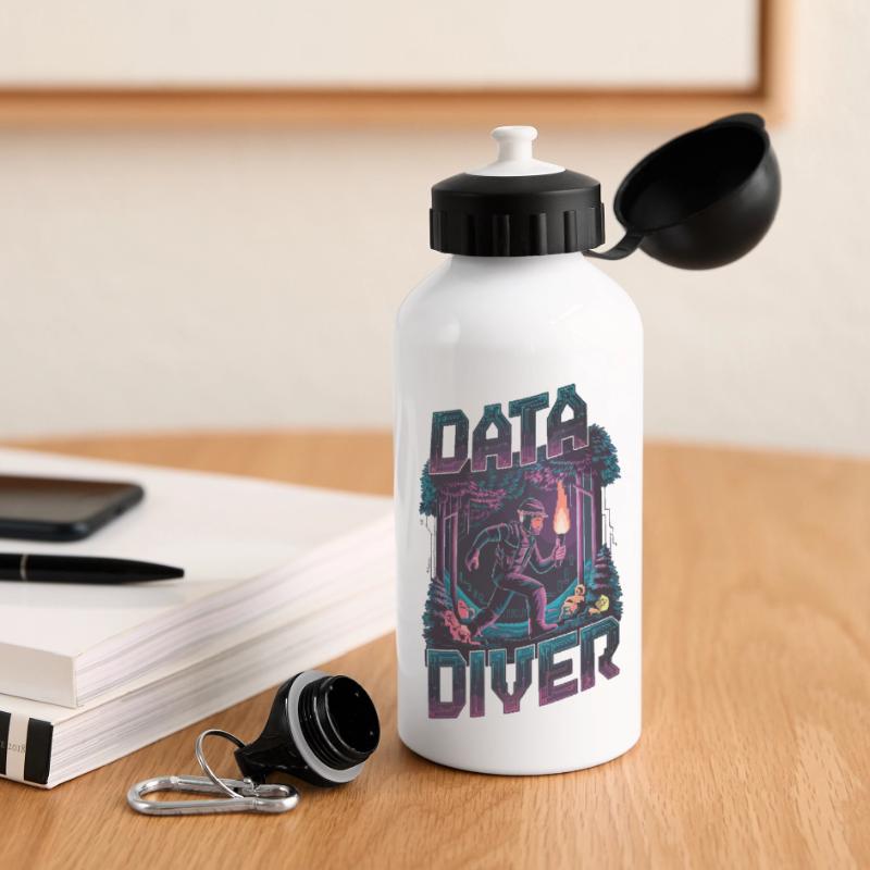 Data Diver Cyber Explorer Rétro Tech Artwork Gourde panoramique avec couvercle 500 ml