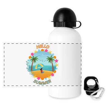 Hallo Sommer - Panorama Trinkflasche mit Deckel 500 ml - Weiß - Vorne