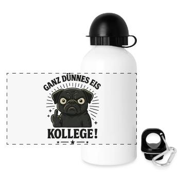 Pug middle finger - Panoramic Thermal Bottle with Lid 500 ml - white - Front