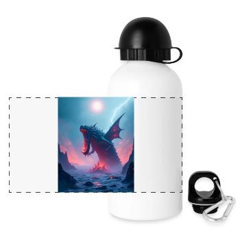 Leviathan, biblical sea serpent of Middle Eastern - Panoramic Thermal Bottle with Lid 500 ml - white - Front
