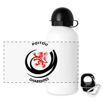 Emblème Poitou Charentes - Gourde panoramique avec couvercle 500 ml - blanc - Devant