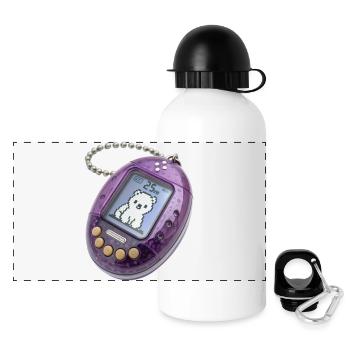 Niedlicher Pixel-Katzenwecker - Panorama Trinkflasche mit Deckel 500 ml - Weiß - Vorne