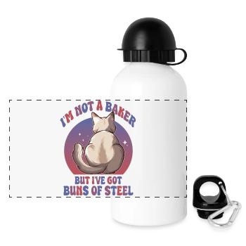 Buns of Steel Cat - Panoramic Thermal Bottle with Lid 500 ml - white - Front