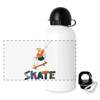 Skull Skater Vintage Farben Retro Graphic  - Panorama Trinkflasche mit Deckel 500 ml - Weiß - Vorne