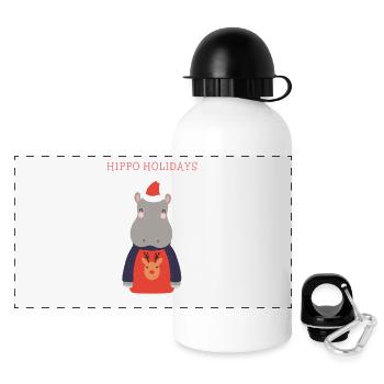 hippopotamus - Panoramic Thermal Bottle with Lid 500 ml - white - Front