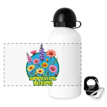 Sommerliche Blüten - Panorama Trinkflasche mit Deckel 500 ml - Weiß - Vorne