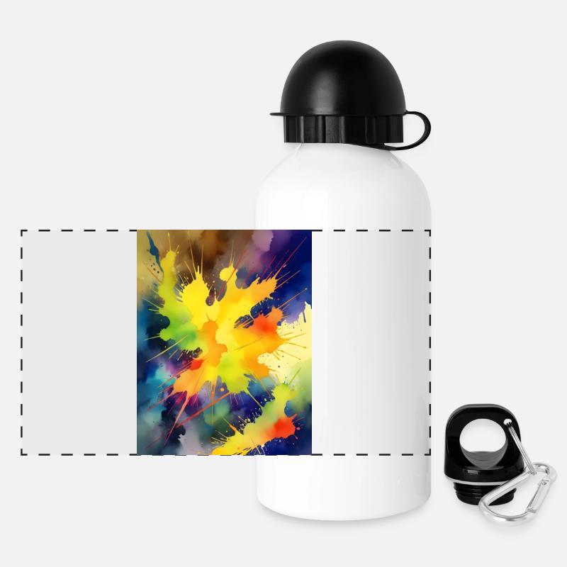 Color Explosion Abstract Splash - Panoramic Thermal Bottle with Lid 500 ml - white