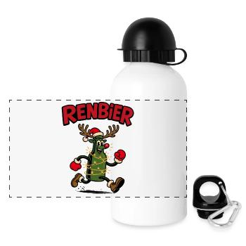 Renbier – Weihnachtsbier Geschenkidee Bier xmas - Panorama Trinkflasche mit Deckel 500 ml - Weiß - Vorne
