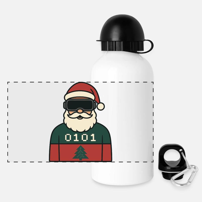 Cyber Santa VR Christmas Design - Panoramic Thermal Bottle with Lid 500 ml - white