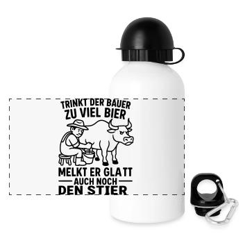 Fermier traiteur de taureaux disant boire de la bière - Gourde panoramique avec couvercle 500 ml - blanc - Devant