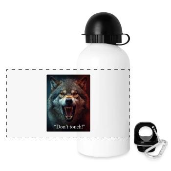 Wolfsangriff Dont Touch - Panorama Trinkflasche mit Deckel 500 ml - Weiß - Vorne