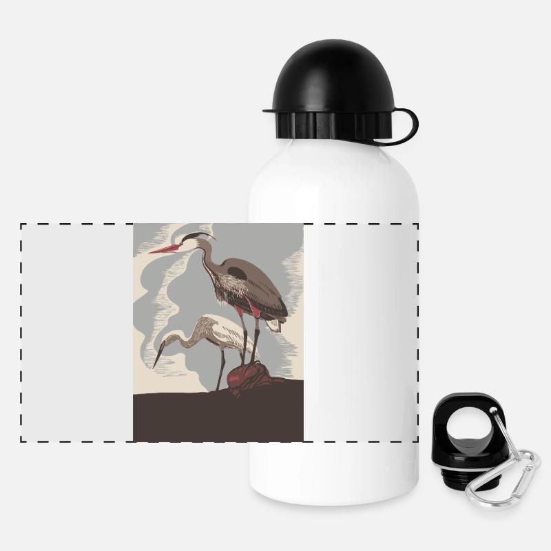 Herone Coast in retro style - Panoramic Thermal Bottle with Lid 500 ml - white