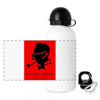 Porträt Georges Simenon - Panorama Trinkflasche mit Deckel 500 ml - Weiß - Vorne