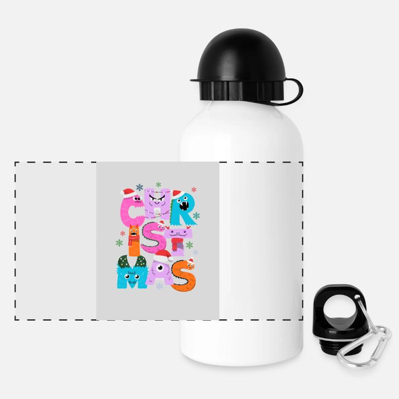 Funny Christmas Monsters - Panoramic Thermal Bottle with Lid 500 ml - white