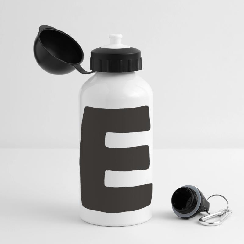Minimal Letter E Bold Monogram Typography Panoramic Thermal Bottle with Lid 500 ml