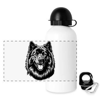 Eurasier | Schwarz - Panorama Trinkflasche mit Deckel 500 ml - Weiß - Vorne