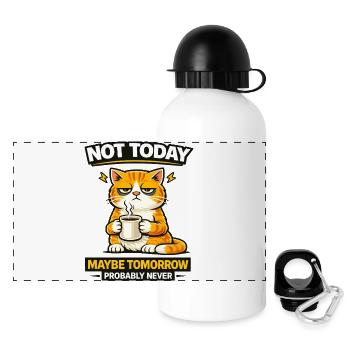 Nicht heute Katzenkaffee-Prokrastination - Panorama Trinkflasche mit Deckel 500 ml - Weiß - Vorne