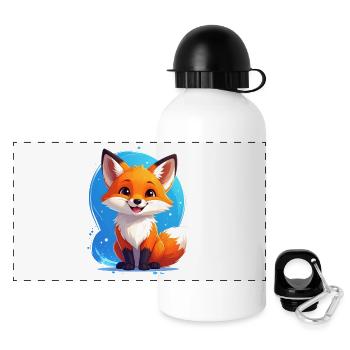Niedlicher Fuchs vor blauem Hintergrund - Panorama Trinkflasche mit Deckel 500 ml - Weiß - Vorne