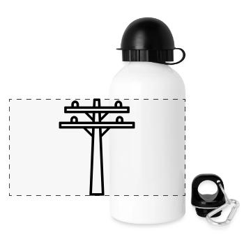 Strommast - Panorama Trinkflasche mit Deckel 500 ml - Weiß - Vorne