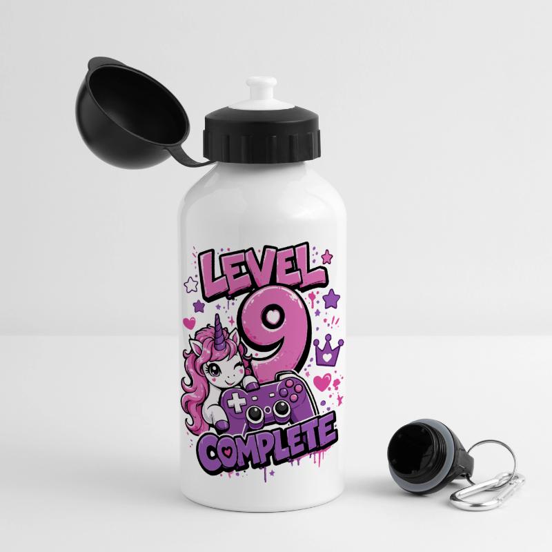 Level 9 Complete Einhorn Controller Mädchen  Panorama Trinkflasche mit Deckel 500 ml