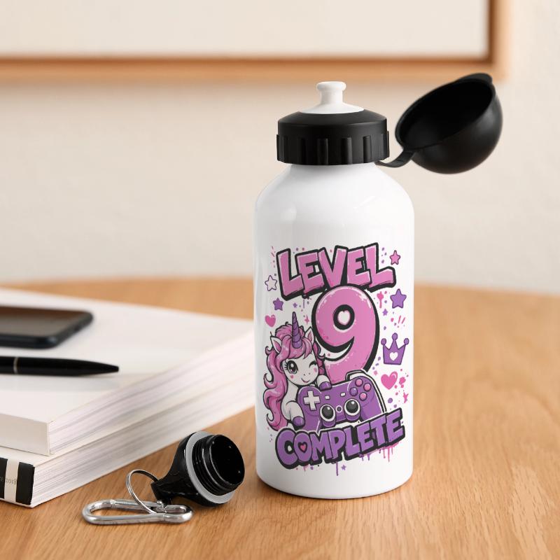 Level 9 Complete Einhorn Controller Mädchen  Panorama Trinkflasche mit Deckel 500 ml