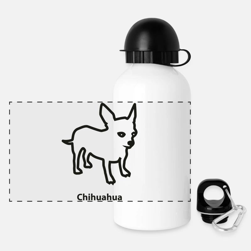 chihuahua - Panoramic Thermal Bottle with Lid 500 ml - white