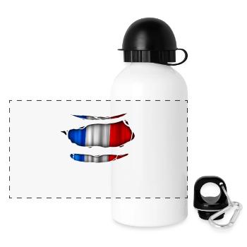 Drapeau de la France Ripped 017 - Gourde panoramique avec couvercle 500 ml - blanc - Devant