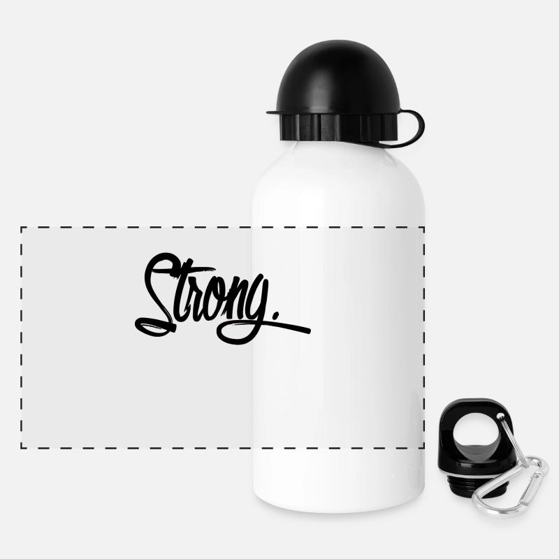 strong schwarz - Panorama Trinkflasche mit Deckel 500 ml - Weiß