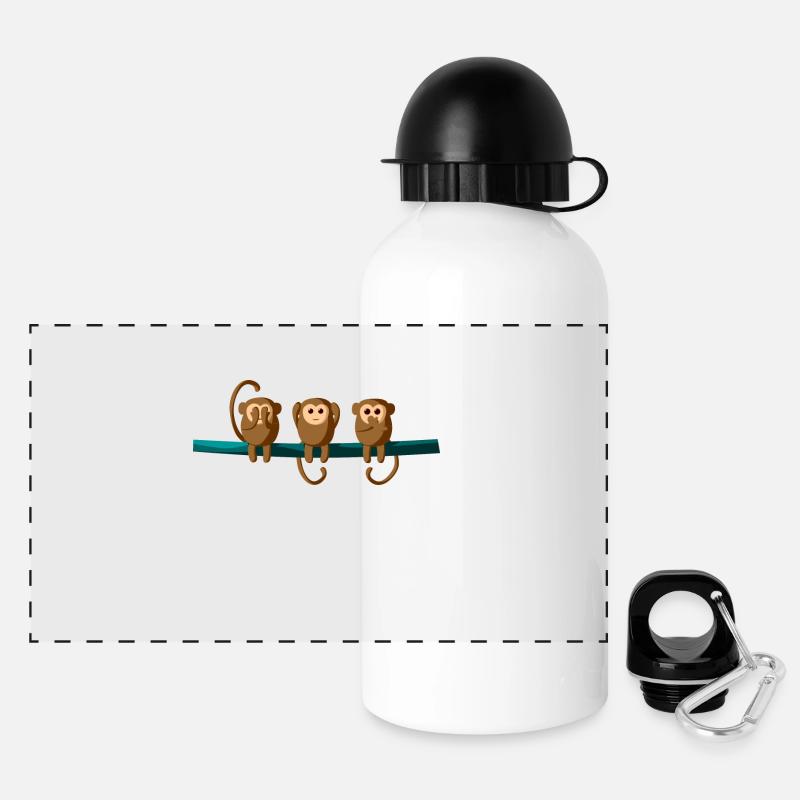 See Hear Speak Monkeys monkeys - Panoramic Thermal Bottle with Lid 500 ml - white