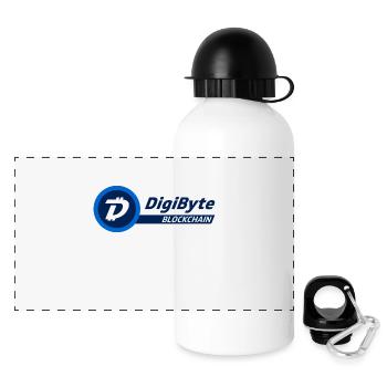 DigiByte Logo mit Text (DGB) - Panorama Trinkflasche mit Deckel 500 ml - Weiß - Vorne