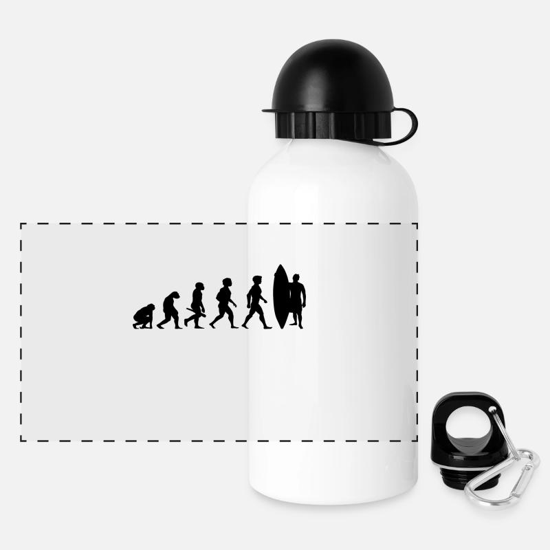 Evolution Surfing Surfers surfboard surfing - Panoramic Thermal Bottle with Lid 500 ml - white