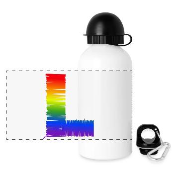 Regenbogen-L - Panorama Trinkflasche mit Deckel 500 ml - Weiß - Vorne