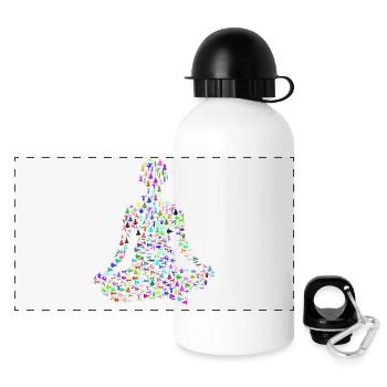 Yoga exercise woman - Panoramic Thermal Bottle with Lid 500 ml - white - Front